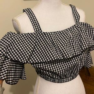 SOLD. Gingham off shoulder  top